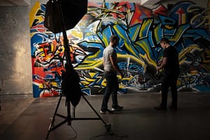 Hingergrund_Grafitti Deine Filmproduktion mit Herz im Raum Stuttgart. Videoproduktion vor Graffiti Wand im Teckstudio Kirchheim